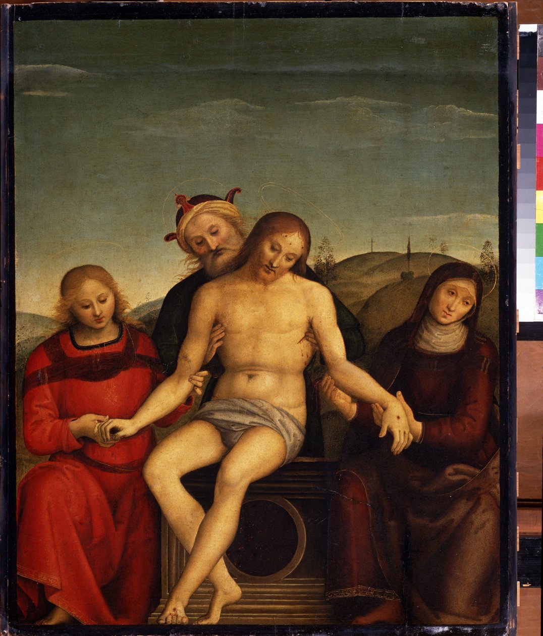 Medfølelse. Peinture de Pietro af Cristoforo Vannucci dit Le Perugin (Il Perugino af Pietro Perugino