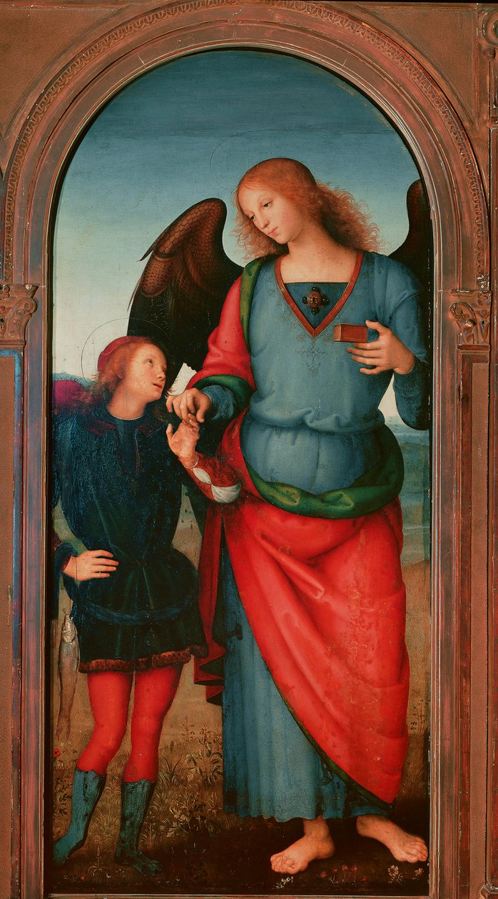 Polyptic of the Chartreuse of Pavia: "" Tobie and the Archangel Gabriel"" Maleri af Pietro Vannucci dit il Perugino (The Perugin) af Pietro Perugino