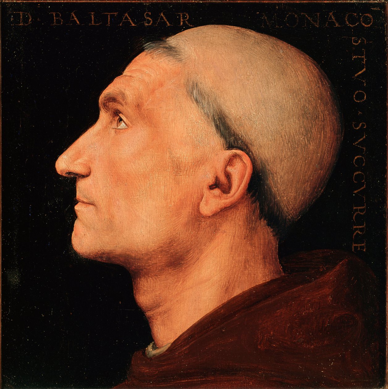 Portræt af Don Baldassarre af Antonio di Angelo, munk fra klosteret Vallombrosa Profil af en munk fra klostret Vallombreuse. Maleri af Pietro Vannucci dit il Perugino (The Perugin af Pietro Perugino