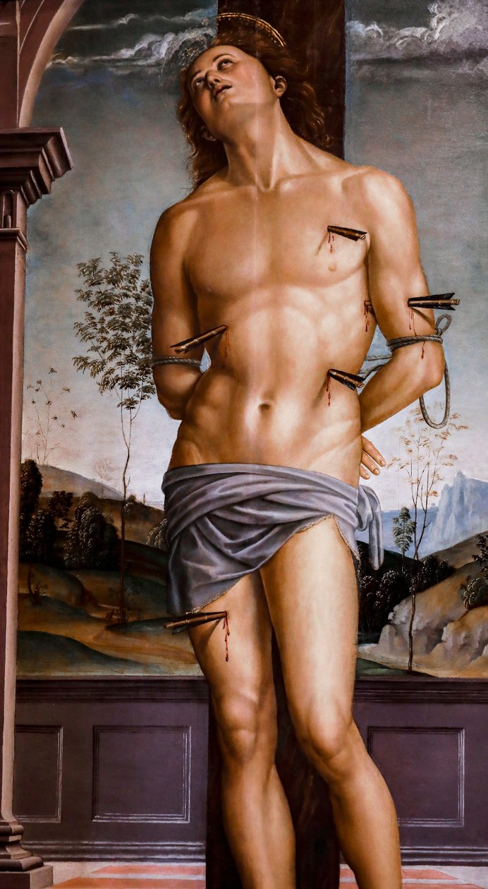Sankt Sebastian efter 1490. Olie på panel. af Pietro Perugino