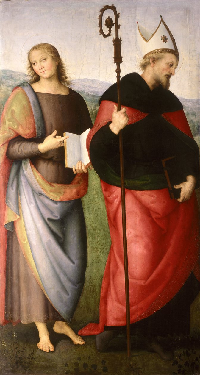 Sankt Johannes evangelisten og Sankt Augustin af Hippo, ca. 1502-21 af Pietro Perugino