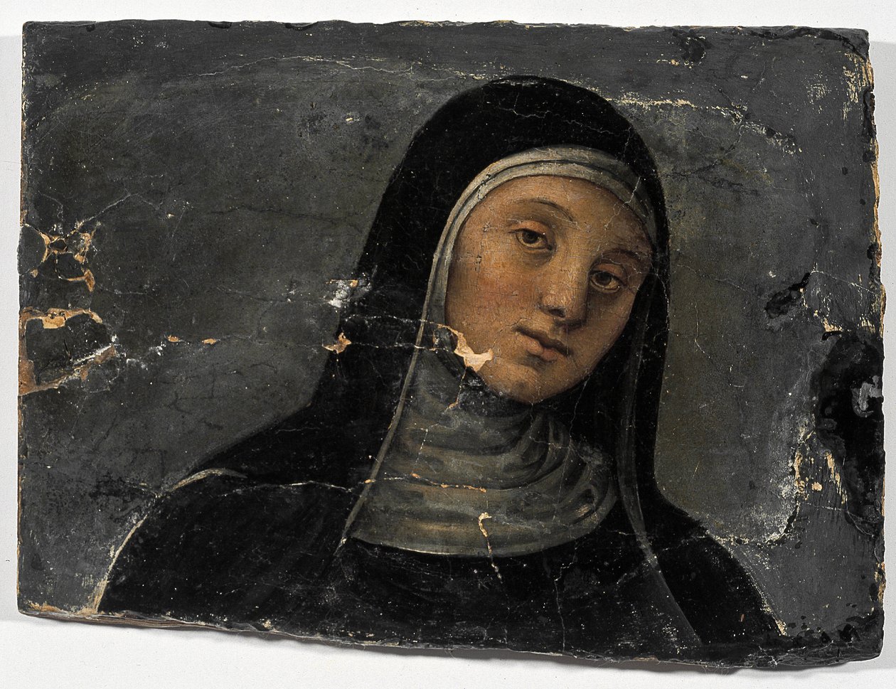 St Scholastica (olie på træ (fragment) af Pietro Perugino
