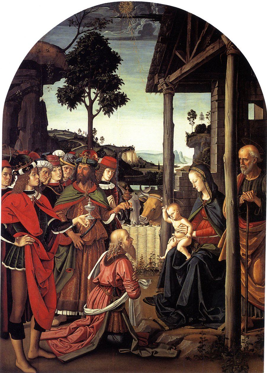 Magiernes tilbedelse, ca. 1470-1480 af Pietro Perugino