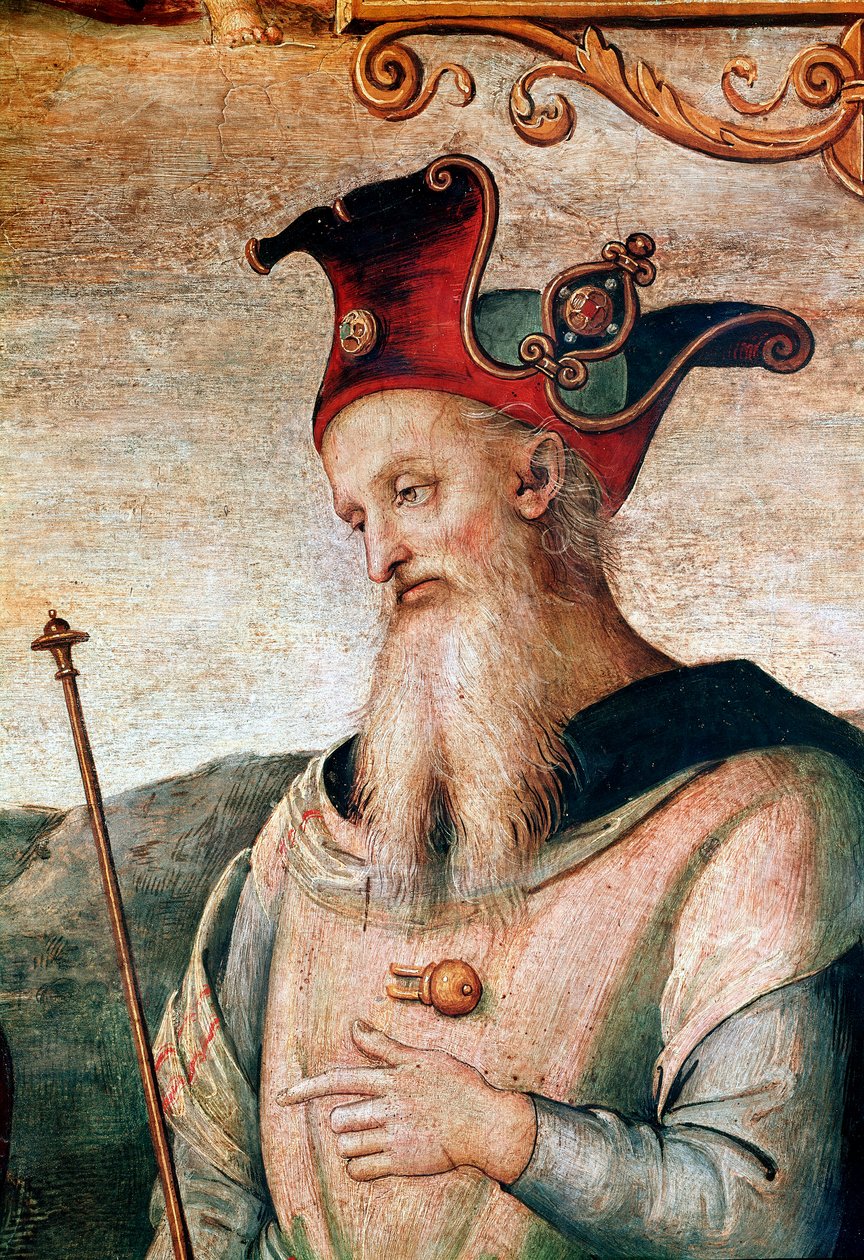 Den græske strategi og statsmand Perikles (495-429 f.Kr.) Detalje af fresken "" Styrke og afholdenhed med seks gamle helte"" af Pietro Vannucci dit il Perugino (The Perugin) af Pietro Perugino