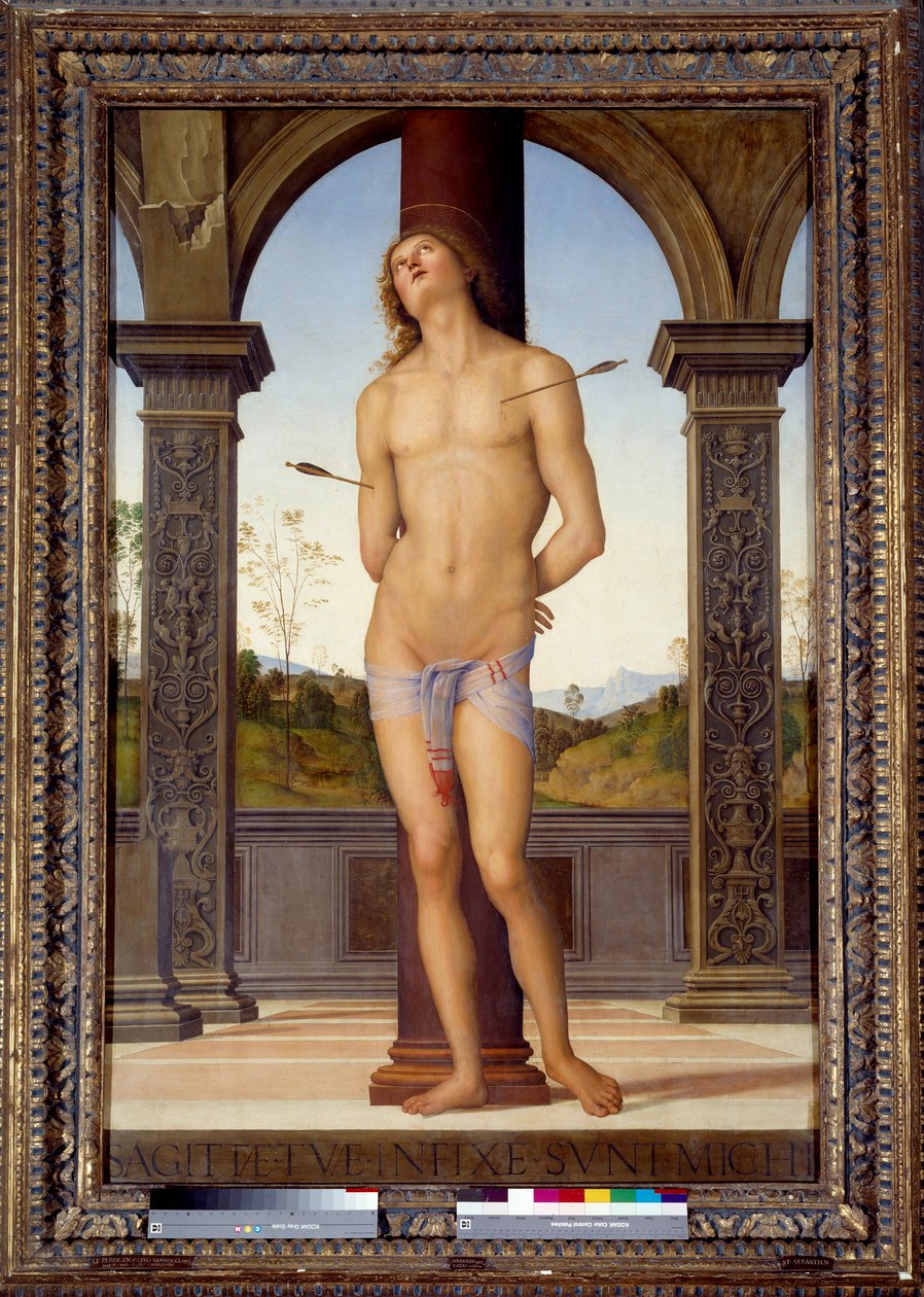 San Sebastians martyrium Maleri af Pietro di Cristoforo Vannucci (Le Perugin eller Il Perugino) (1446-1523) 1500-tallet søn. 1,76x1,16 m - San Sebastians martyrium (eller St. Sebastian). Maleri af Pietro af Cristoforo Vannucci (Il Perugino eller Le af Pietro Perugino