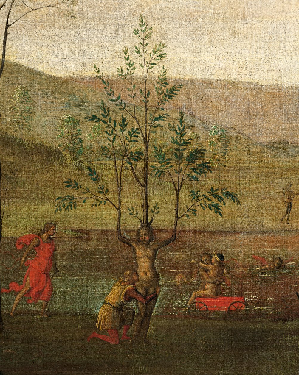 Trækvinde, detalje af Kampen mellem kærlighed og kyskhed af Pietro Perugino