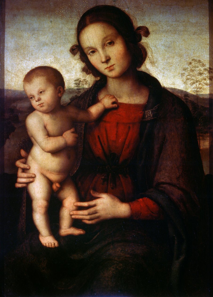 Jomfru og barn, slutningen af det 15. eller begyndelsen af det 16. århundrede af Pietro Perugino