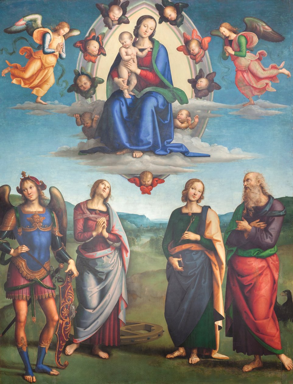 Jomfru med barn i herlighed med helgener af Pietro Perugino