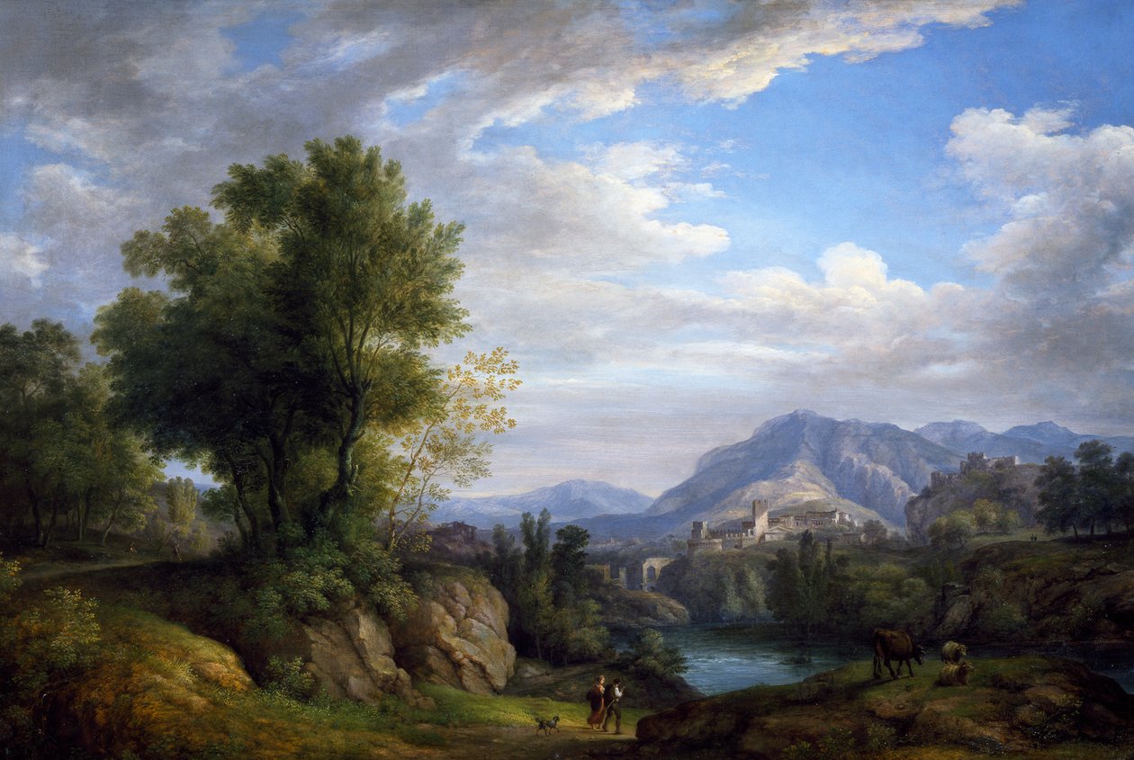 Landskab, af Pietro Ronzoni (1781-1861), olie på lærred af Pietro Ronzoni