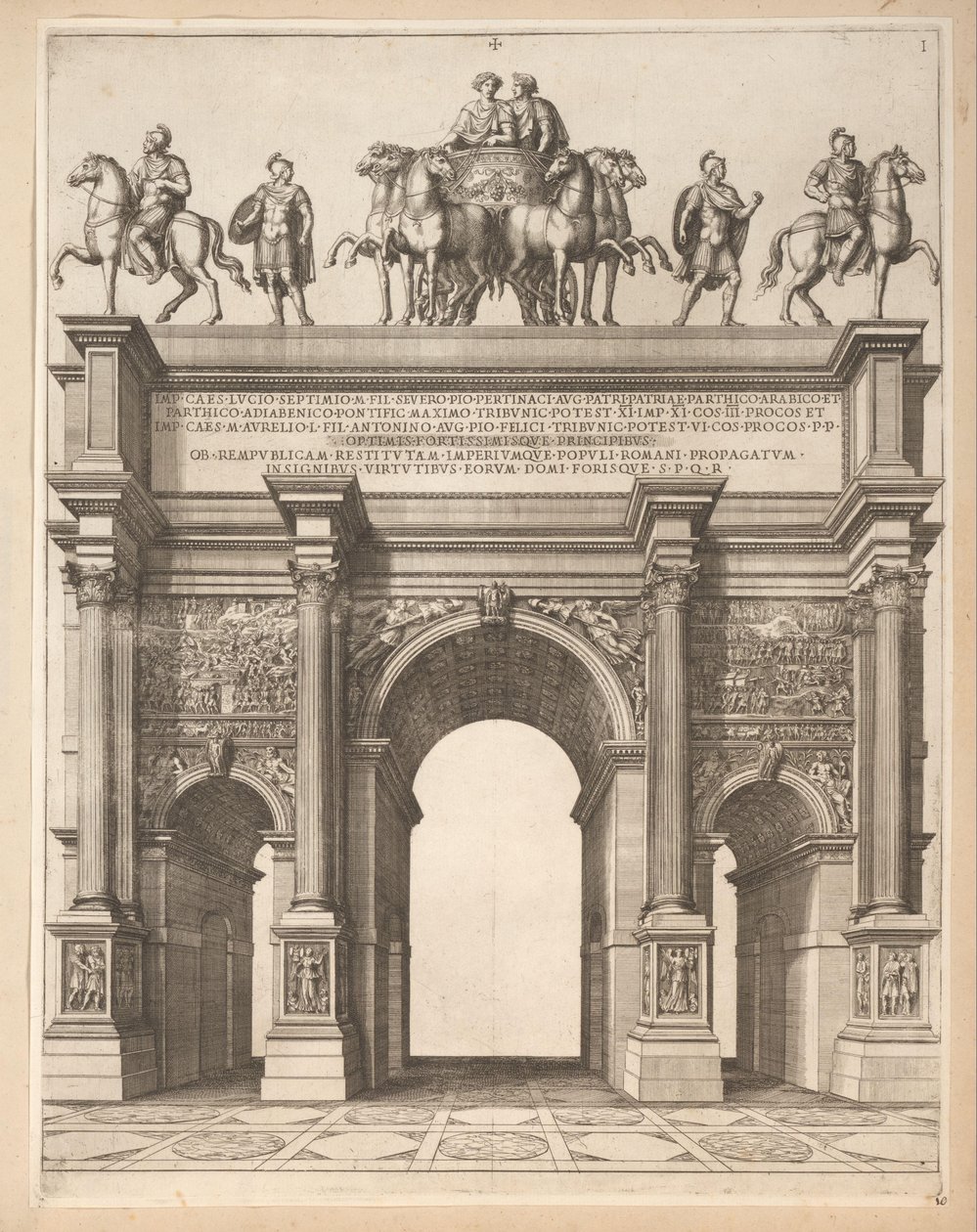 Boog van Septimius Severus te Rom af Pietro Sante Bartoli