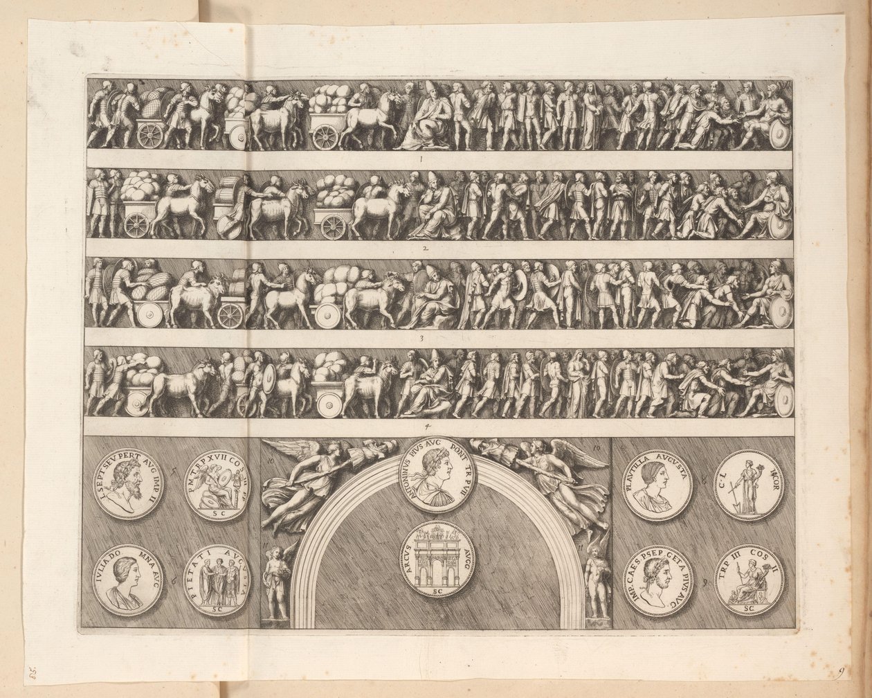 Relieffer på Septimius Severus bue i Rom af Pietro Sante Bartoli
