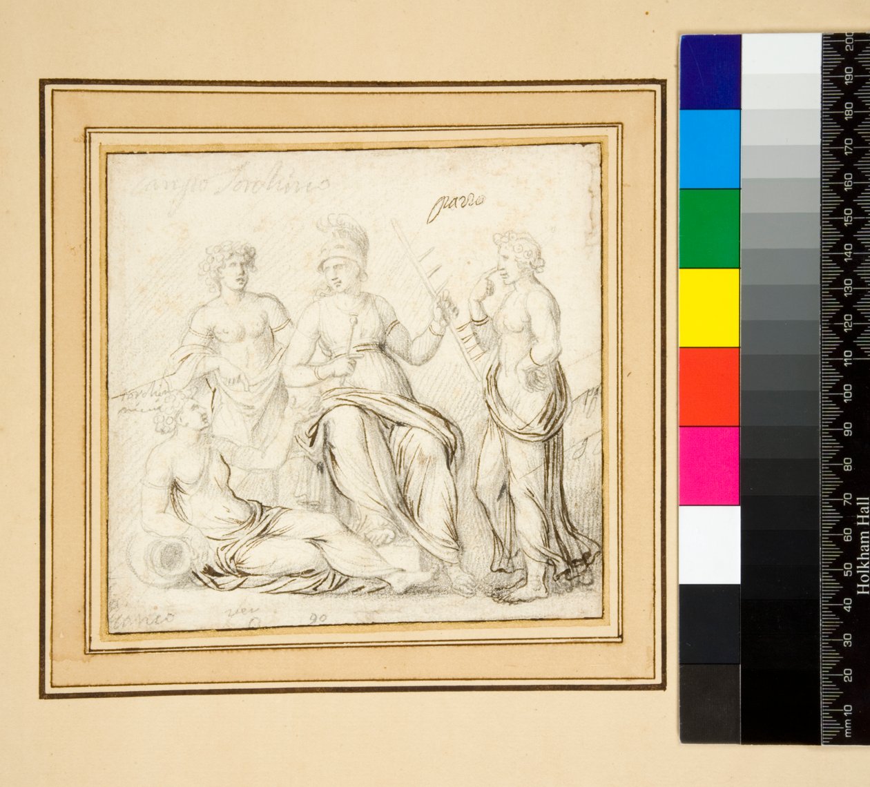 Athena og tre kvinder. (pen og blyant) af Pietro Santi Bartoli