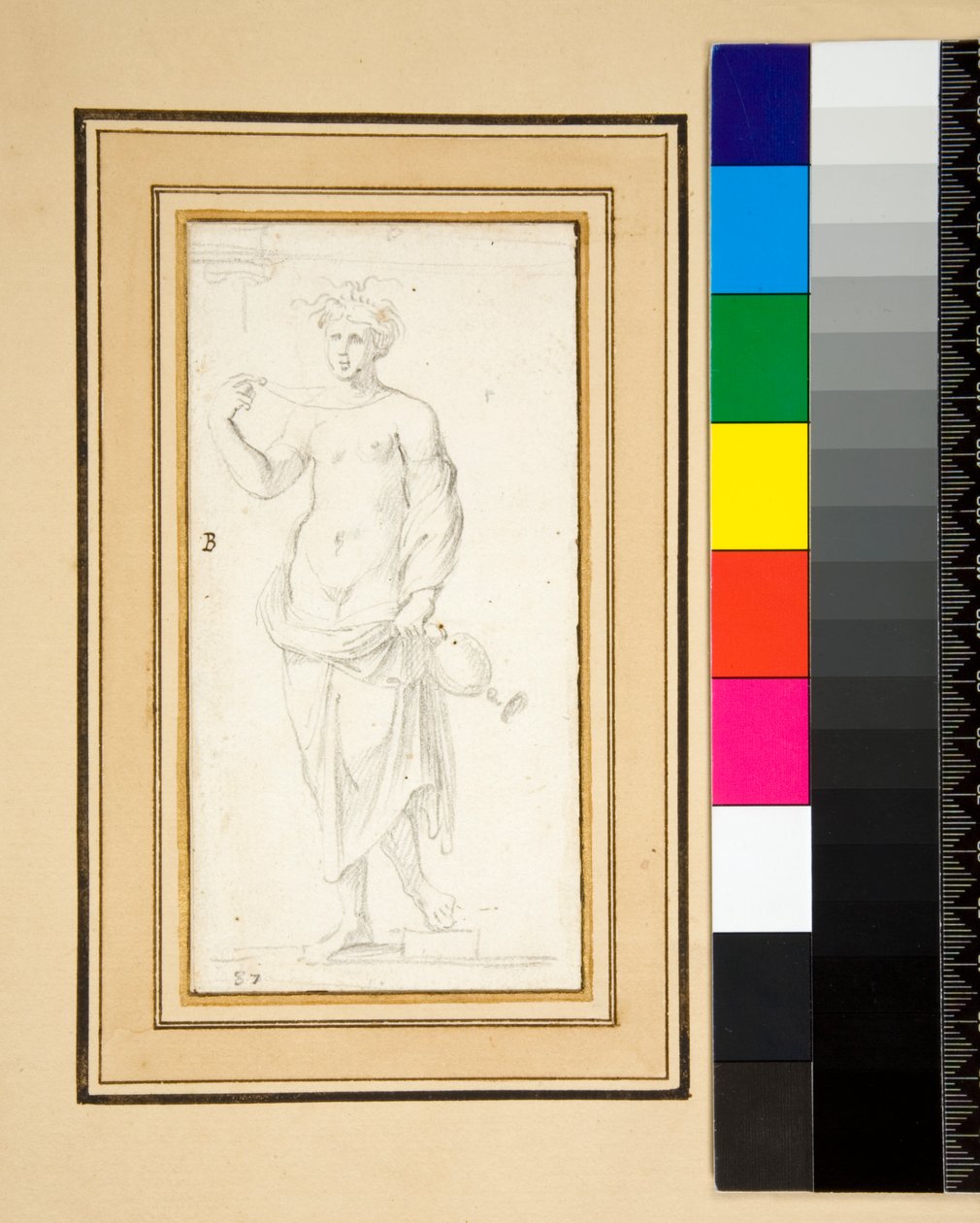 Kvindefigur med vase (blyant) af Pietro Santi Bartoli