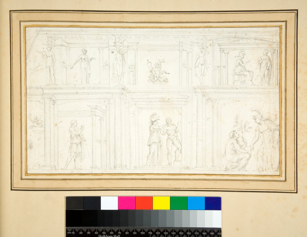 Fragment af et vægmaleri (blyant) af Pietro Santi Bartoli