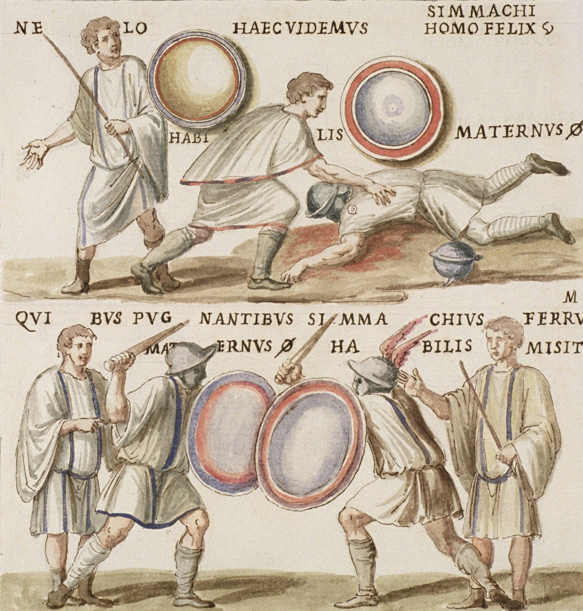 Ms Gen 1496 Plade CXVI Gladiatorer af Pietro Santi Bartoli
