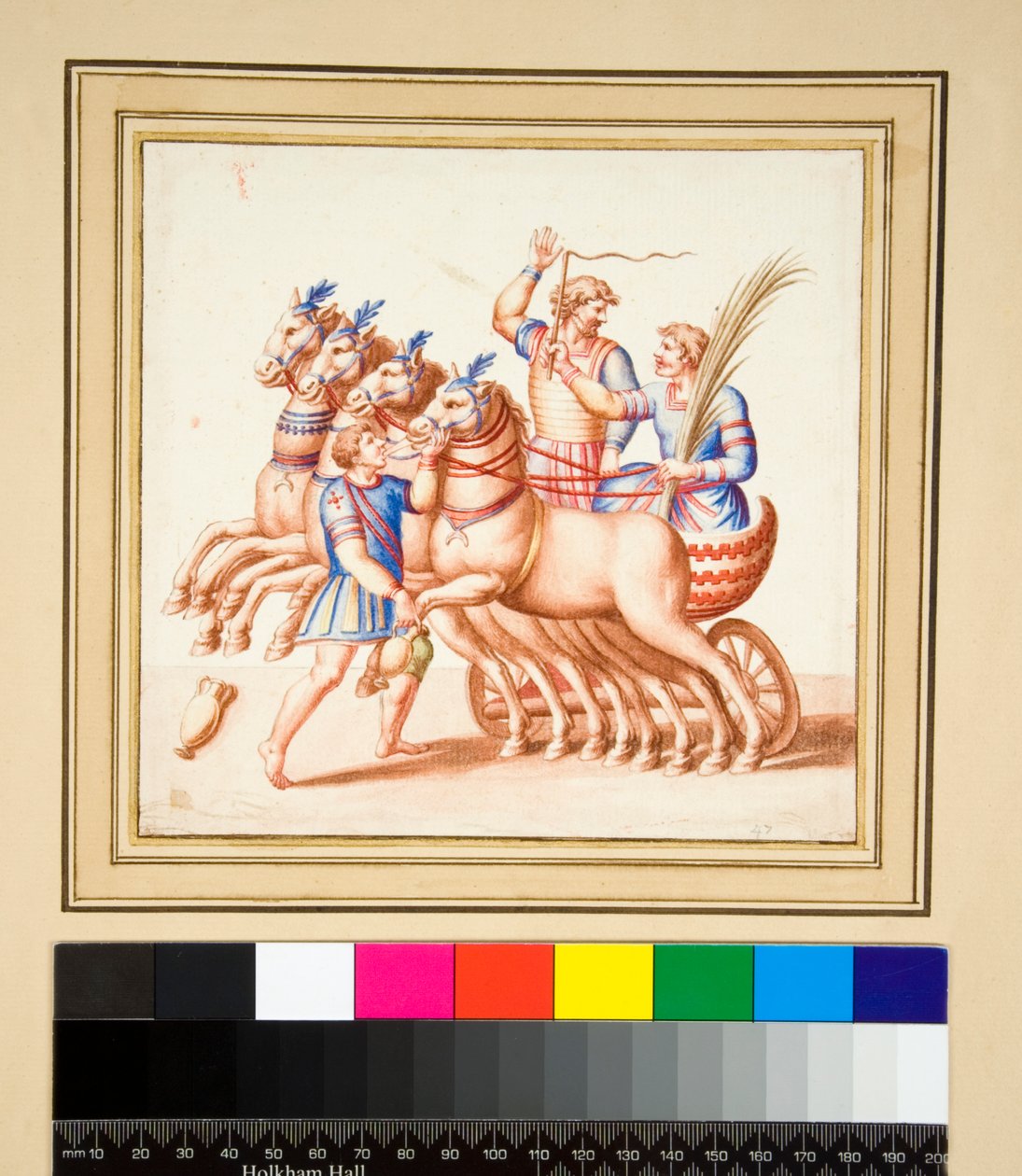 To vognmænd (sort kridt, nogle med pen og brunt blæk. farvet med akvarel) af Pietro Santi Bartoli