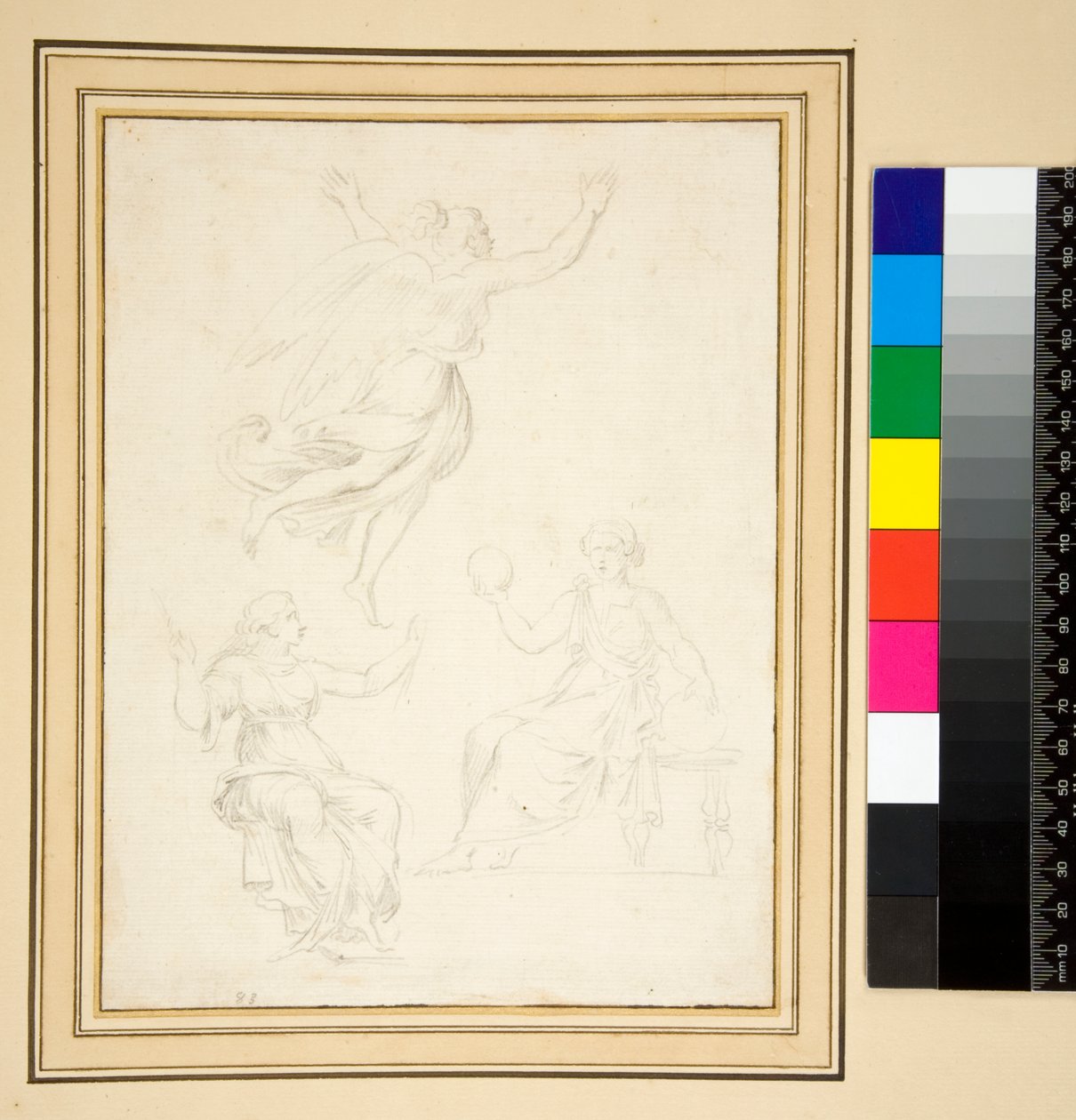 To draperede kvindefigurer siddende (blyant) af Pietro Santi Bartoli