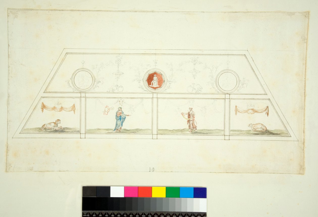 Hvælving af Villa Madama (sort kridt, nogle med pen og brunt blæk. farvet med akvarel) af Pietro Santi Bartoli