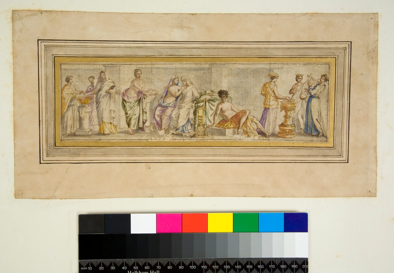 Hvælving af Villa Madama (sort kridt, nogle med pen og brunt blæk. farvet med akvarel) af Pietro Santi Bartoli