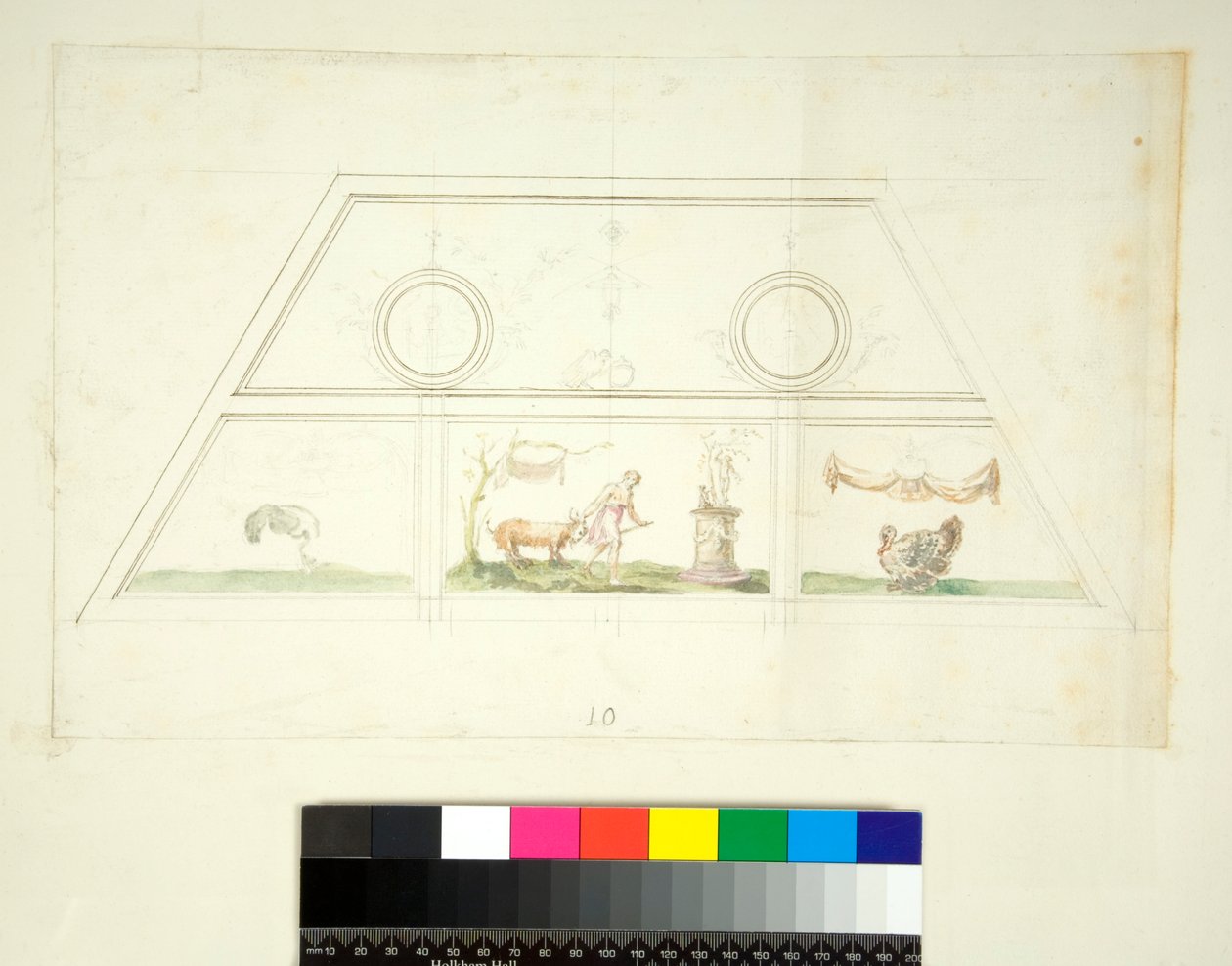 Hvælving af Villa Madama (sort kridt, nogle med pen og brunt blæk. farvet med akvarel) af Pietro Santi Bartoli