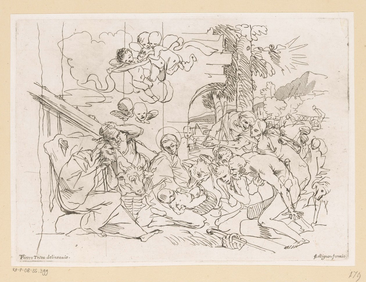 Tilbedelse af hyrderne af Pietro Testa