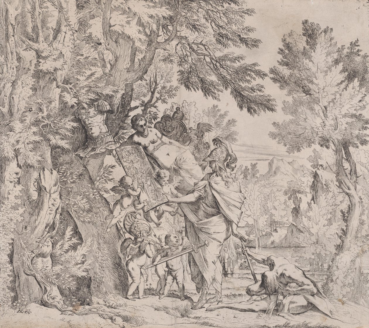 Venus giver våben til Æneas, ca. 1638-40. af Pietro Testa