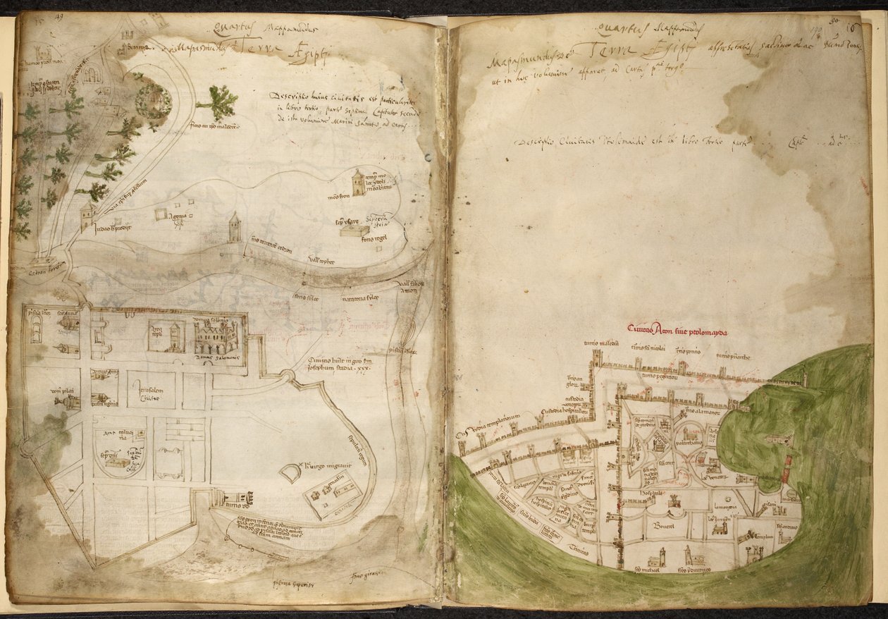 Kort over Jerusalem og Acre, fra Marino Sanudo Torsello, 