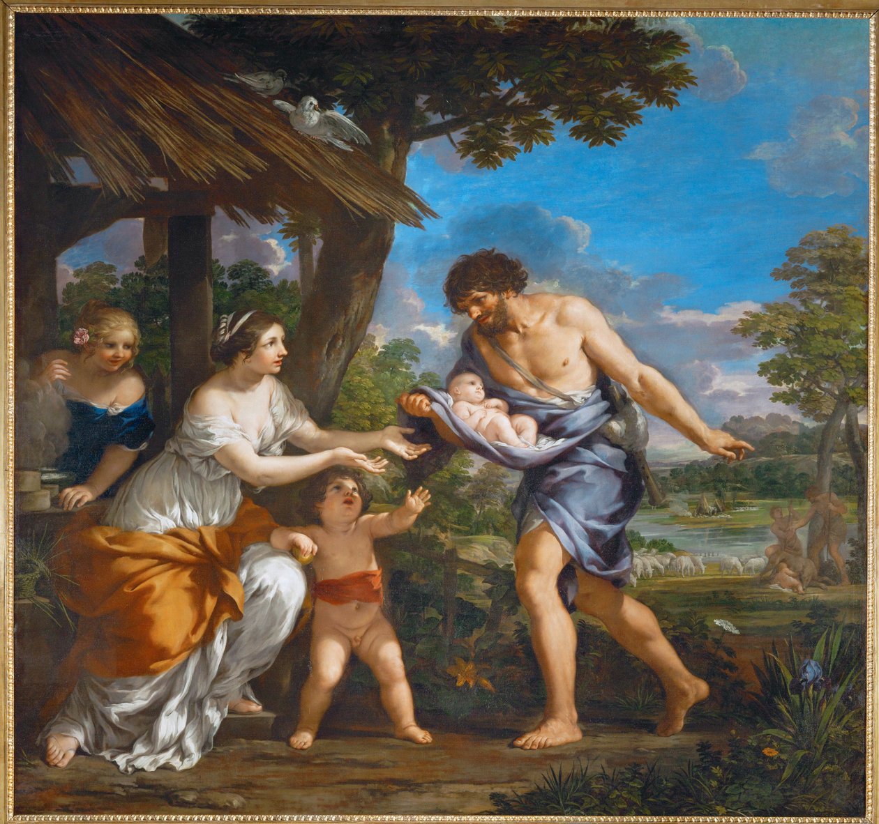 Romulus og Remus fundet af Faustus ... af Pietro da (1596-1669) Cortona