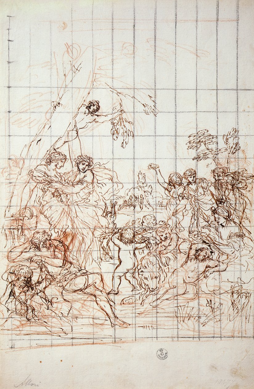 Studie til guldalderens freskomaleri af Pietro da Cortona