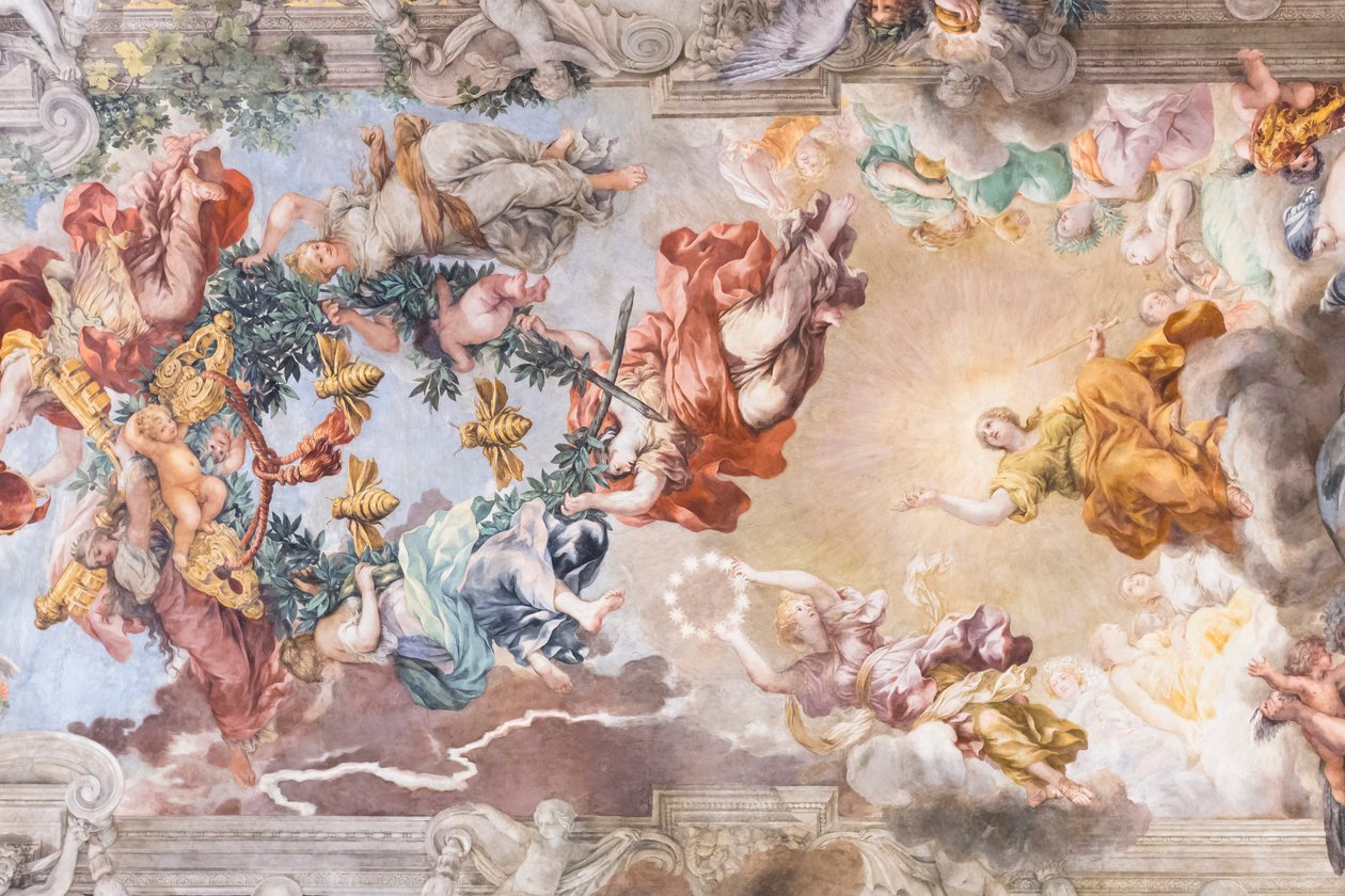 Det guddommelige forsyns triumf, detaljer af Pietro da (1596 1669) Cortona