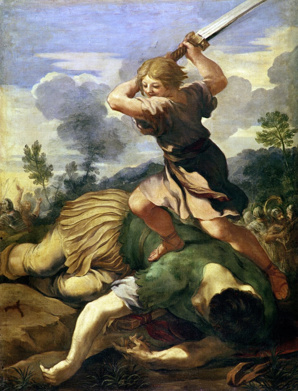 David dræber Goliat (olie på lærred) af Pietro da (1596 1669) Cortona