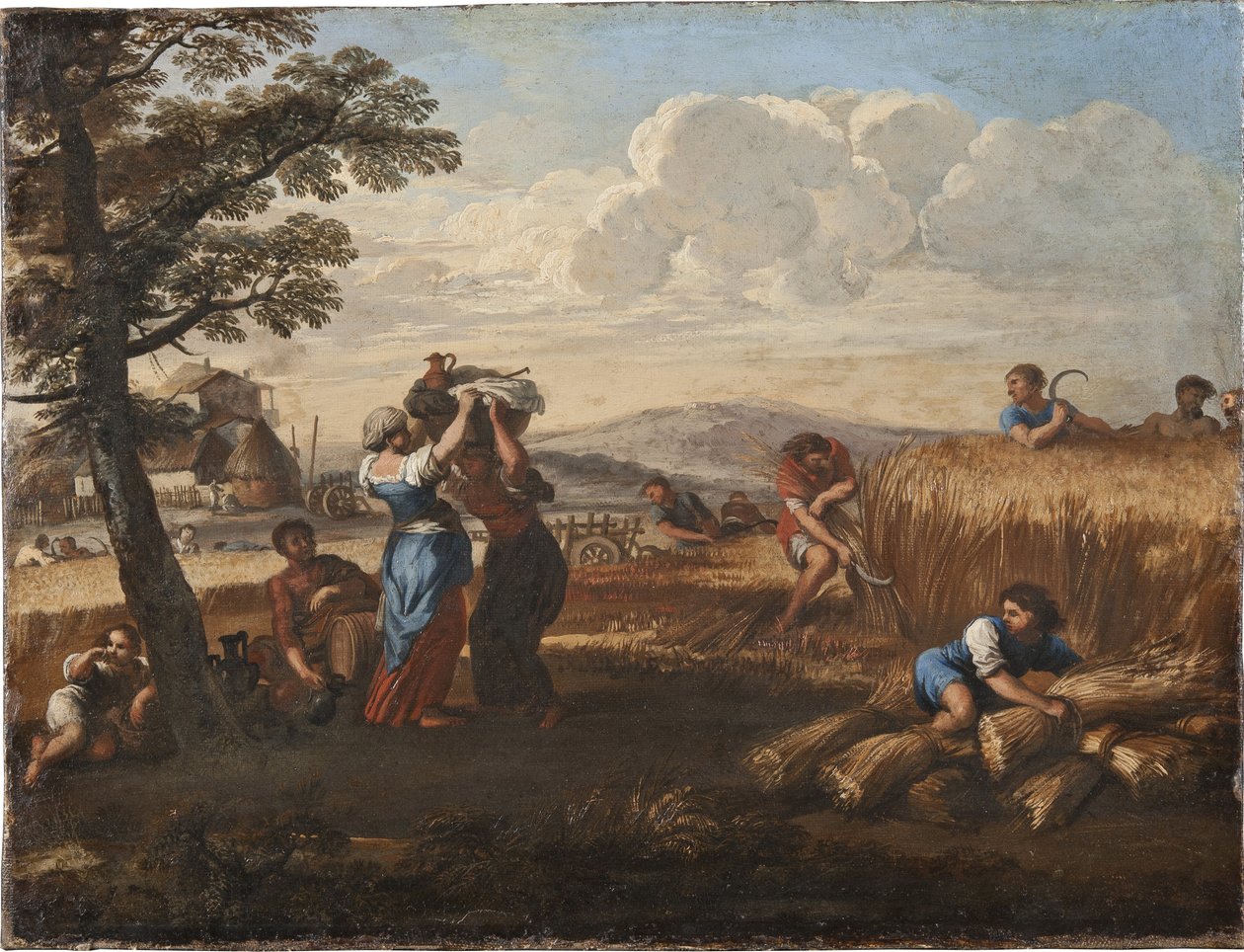 Landskab med høstscene - Landskab med høst, af Cortona, Pietro da (1596-1669) (Pierre de Cortona). Olie på lærred. Størrelse: 50x65 cm. Nationalmuseum Stockholm af Pietro da Cortona