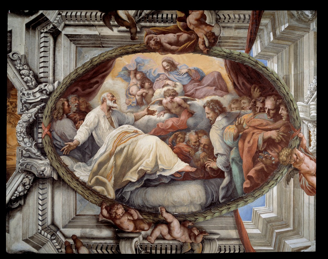 Genopretning af Skt. Philip efter åbenbaring af følgets jomfrufresko af Pietro da Cortona (Peter af Cortona) (1596-1669) 1652 Rom, røde værelse Santa Maria-kirken i Vallicella Italien af Pietro da Cortona