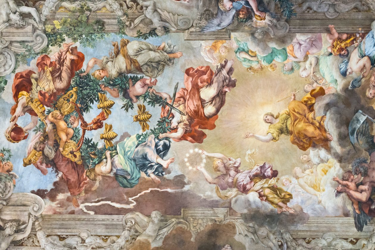 Det guddommelige forsyns triumf, detaljer af Pietro da (1596 1669) Cortona