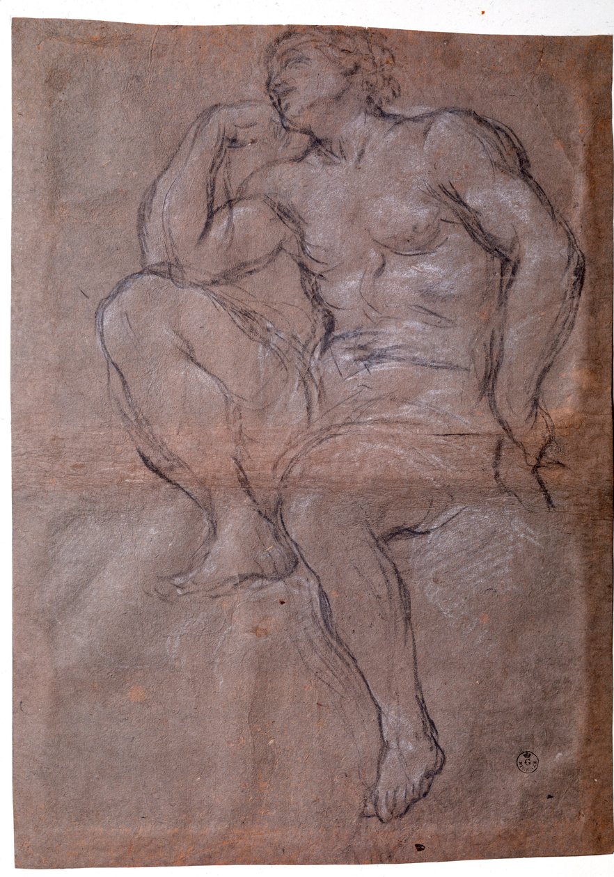 Ung mand, studie - Tegning af Pietro da Cortona