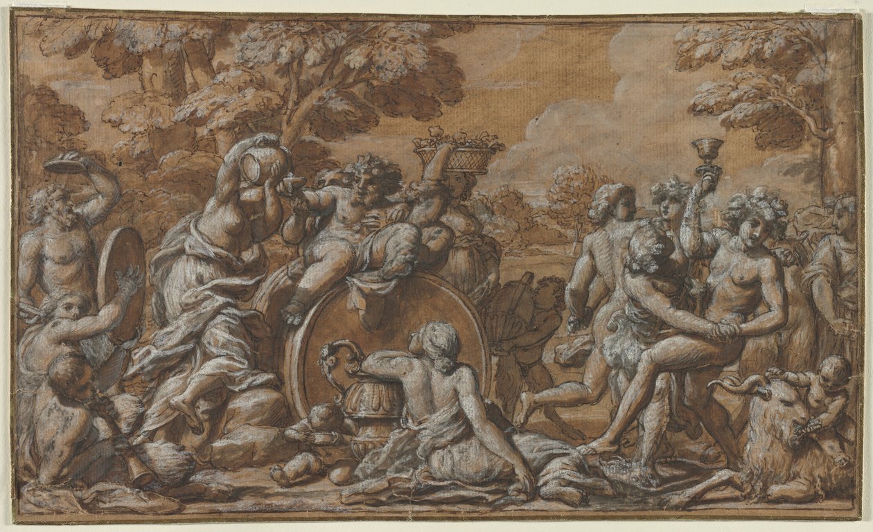 Bacchanal, 1600-tallet. af Pietro da Cortona