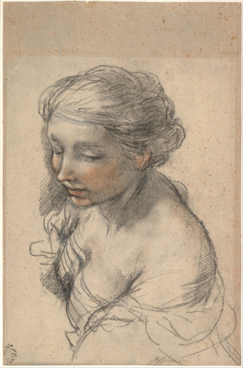 Buste af en ung kvinde vendt til venstre, 1637 af Pietro da Cortona
