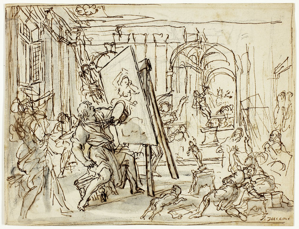 Jordskælv i en kunstners atelier af Pietro da Cortona