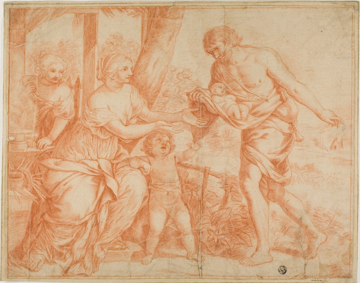Spædbarn Ødipus bragt hjem af Shepherd af Pietro da Cortona