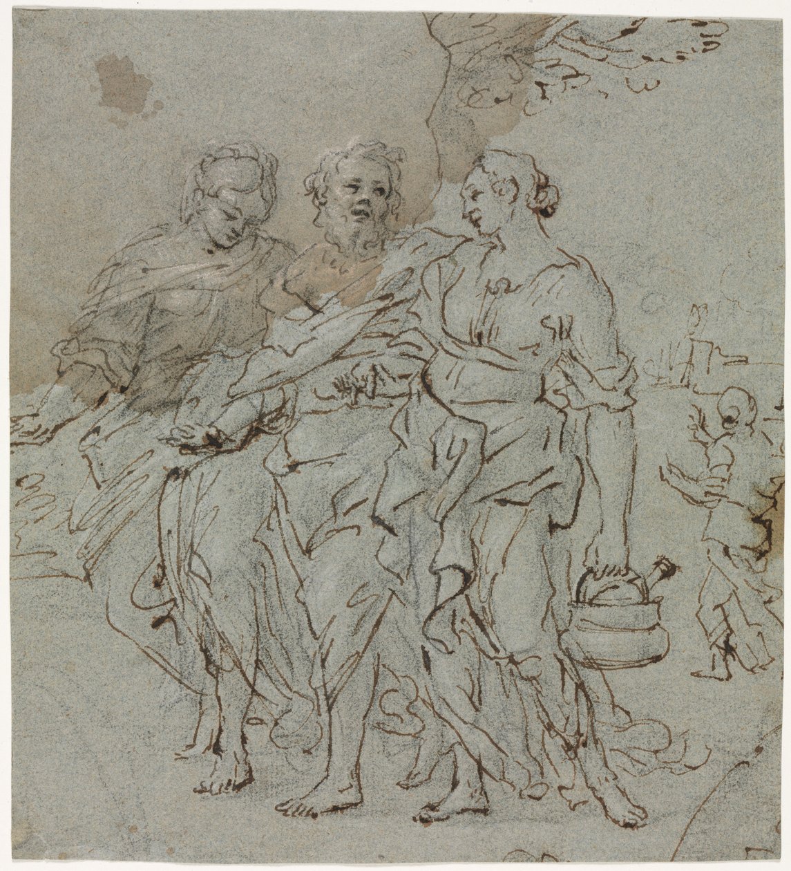 Lot og hans døtre recto Skitse til Lot og hans døtre på bagsiden, 1600-tallet. af Pietro da Cortona