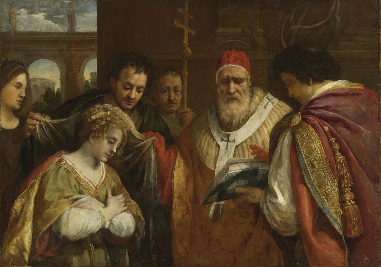 Saint Domitilla modtager sløret fra pave Clemens I af Pietro da Cortona