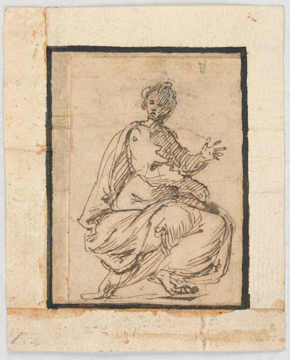 Skitsebogsside: Allegorisk figur af Pietro da Cortona