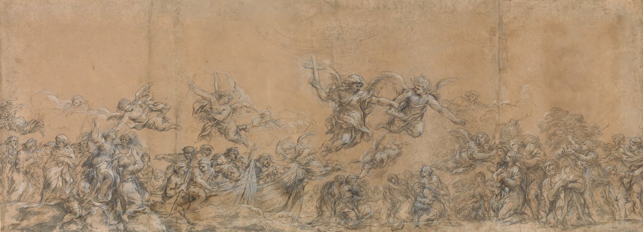 Studie for engle, der forsegler Israels børns pander i Peterskirken, 1652. af Pietro da Cortona