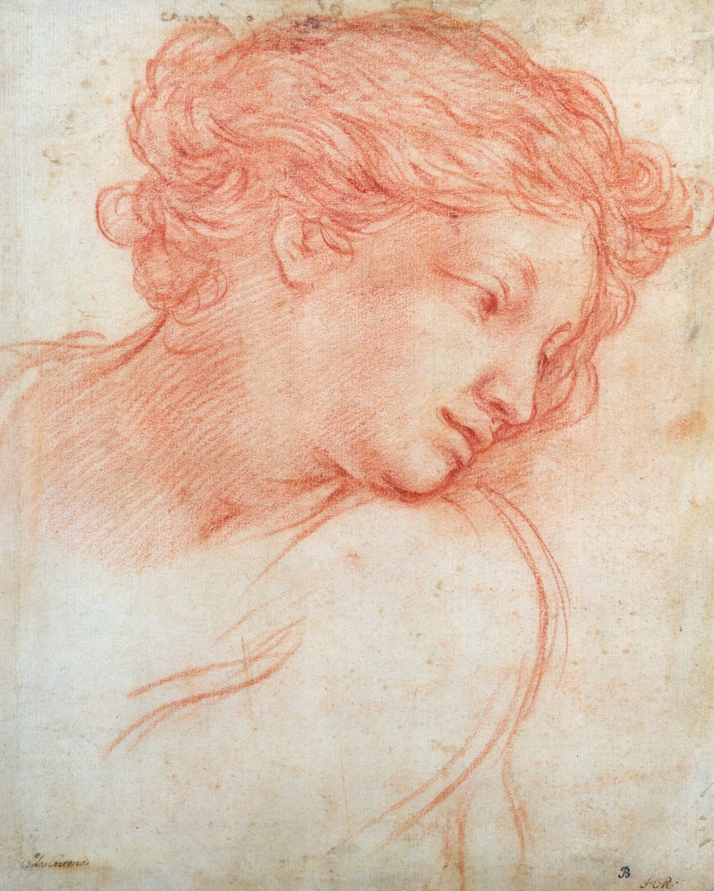 Studie af et hoved af en pige af Pietro da Cortona
