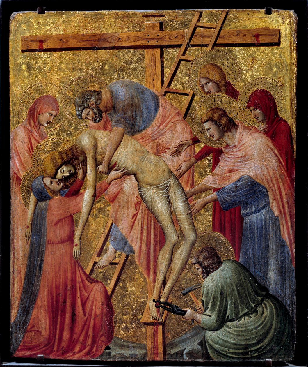 Pieta. "" Korsets aflejring eller nedstigning"" Altertavle af Pietro da Rimini (1. halvdel af det 14. århundrede) Søn. 0,43x0,35 m. af Pietro da Rimini
