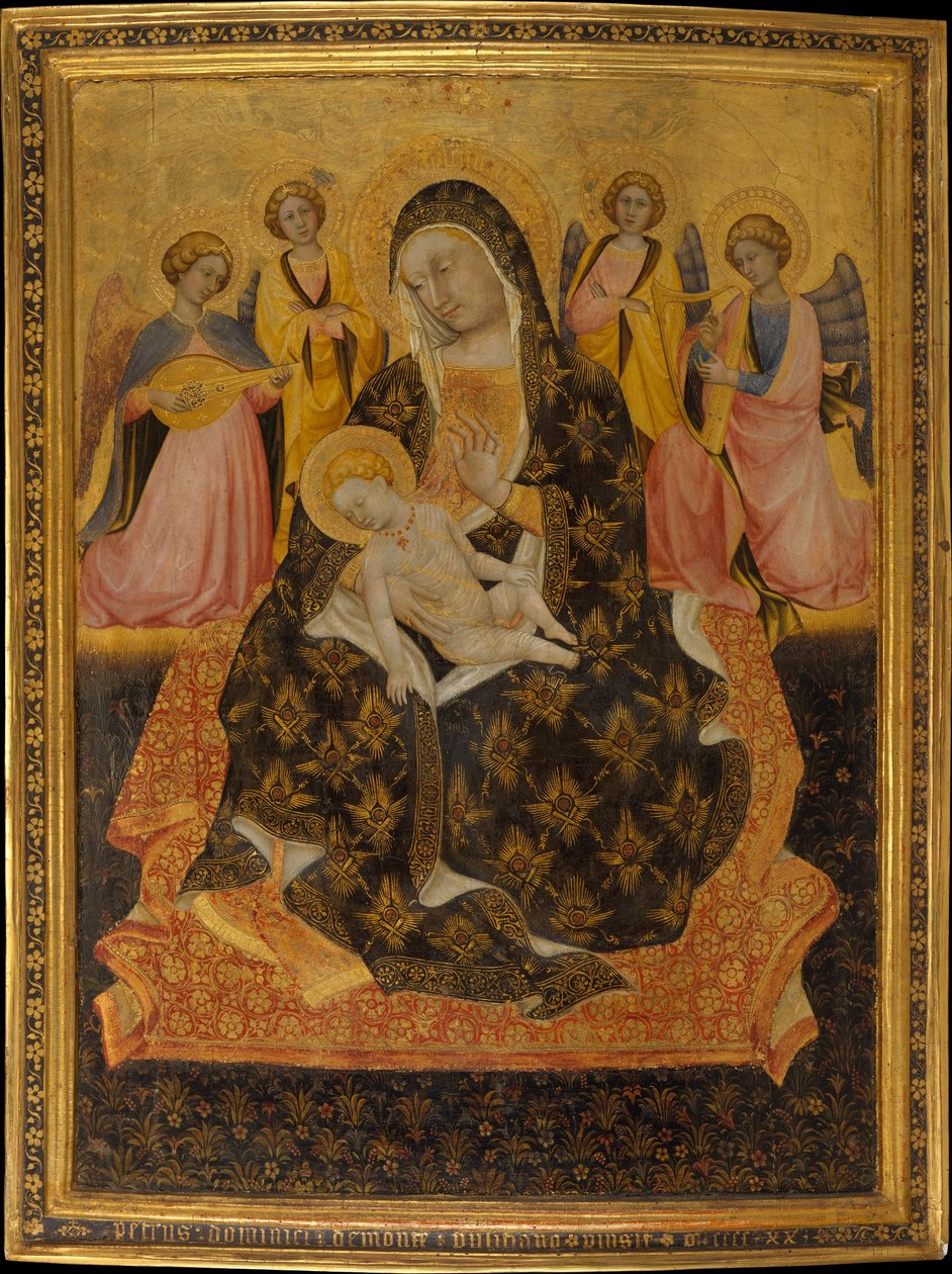 Madonna og barn med engle, 1420. af Pietro di Domenico da Montepulciano