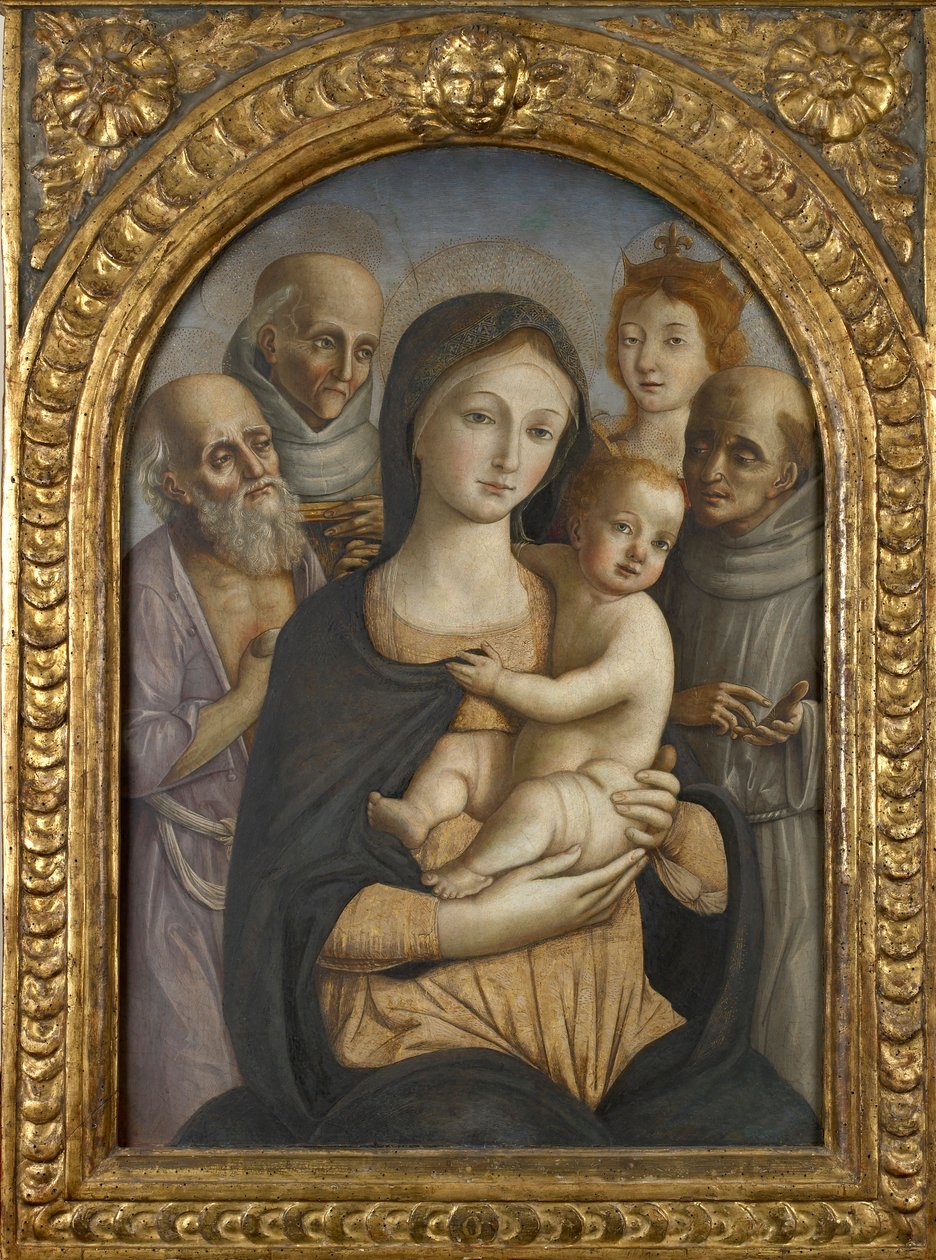 Jomfruen og barnet med fire hellige, slutningen af det 15. århundrede af Pietro di Francesco degli Orioli