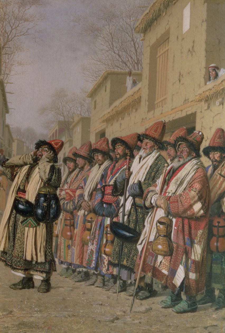Derviskernes kor tigger om almisser i Tashkent, 1870 af Piotr Petrovitch Weretshchagin