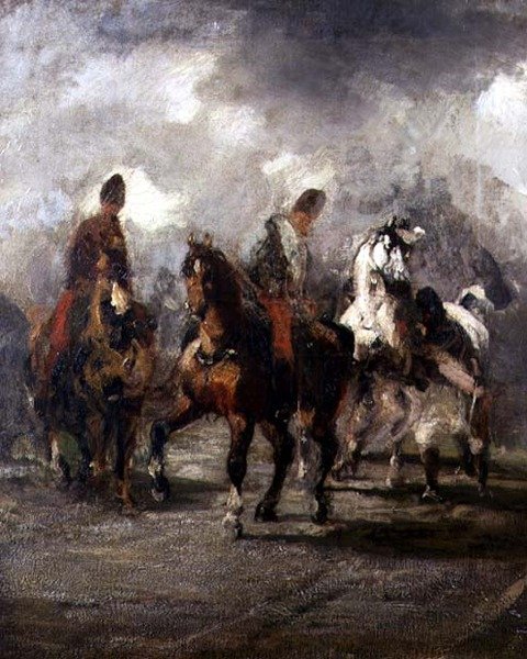 Riders (olie på lærred) af Piotr Michalowski