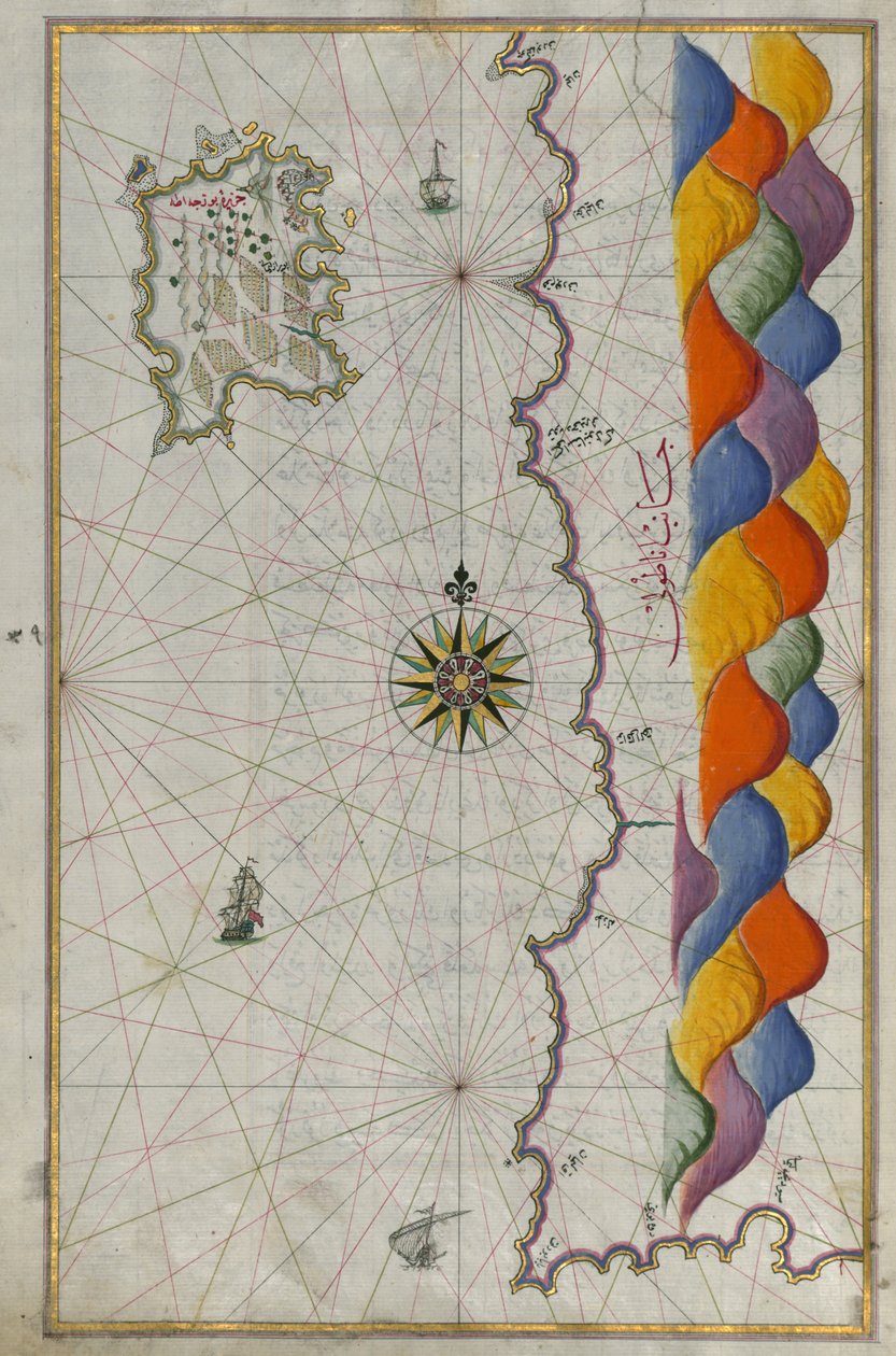 Kort over øen Bozjah (Tenedos) ud for Anatoliens kyst af Piri Reis